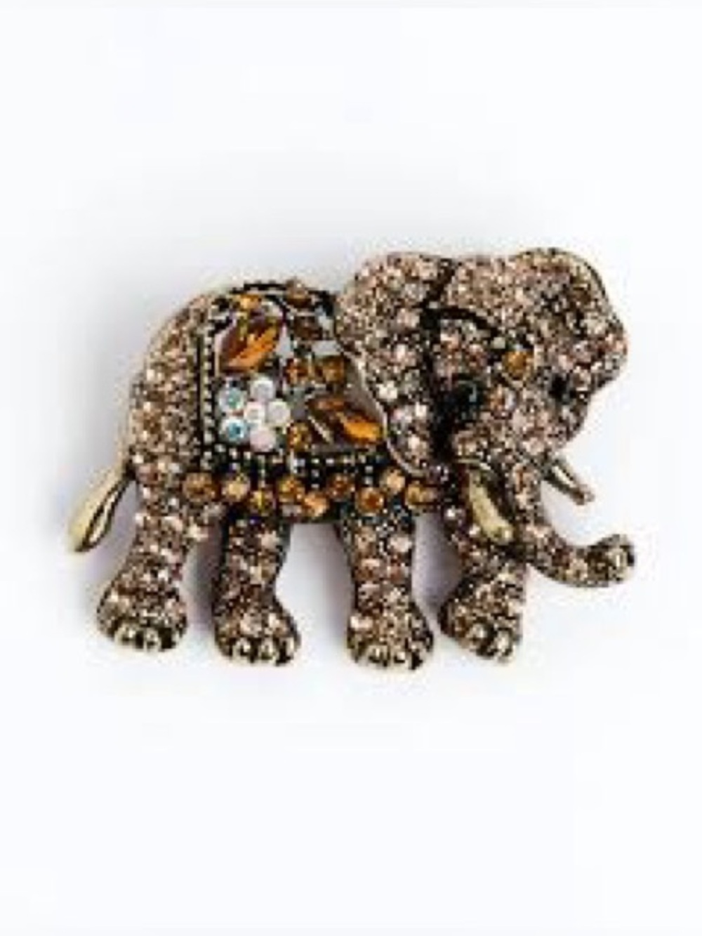 Vintage Gold Elephant Accent Brooch Pin